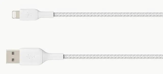 Alt view image 13 of 13 - BELKIN CAA002bt2MWH White Braided Lightning to USB Cable, MFi-Certified iPhone Charging Cord