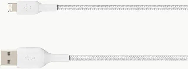 Alt view image 4 of 4 - BELKIN CAA002bt1MWH BOOST CHARGE White Braided Lightning to USB-A Cable 3.28 ft. (1 m)
