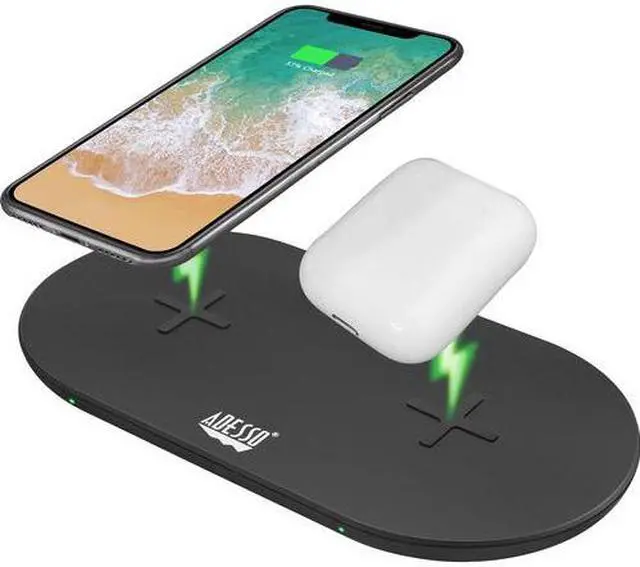 Alt view image 12 of 15 - Adesso AUH-1040 15W Max Dual Wireless 2 Coils Qi-Certified Fast Charging Pad
