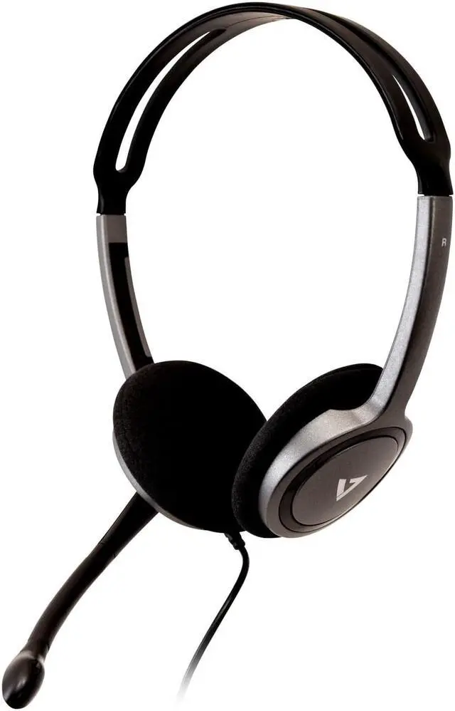 Main image of V7 HA212 Lightweight Stereo Headset with Microphone - Black & Grey