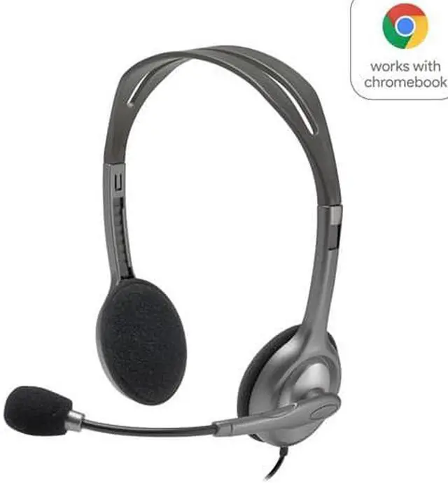Alt view image 7 of 7 - Logitech H111 Binaural Stereo Headset - Grey