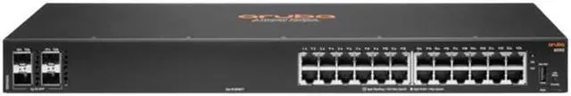 Main image of HPE Aruba 6000 24G 4SFP Switch - Switch - L3 - Managed - 24 x 10/100/1000 + 4 x Gigabit SFP - side to side airflow - rac