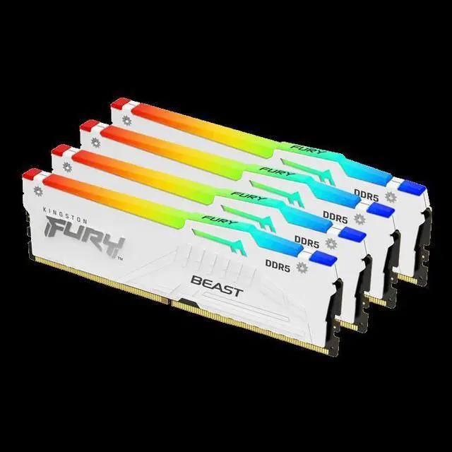 Alt view image 2 of 3 - Kingston 128GB 5200MT/s DDR5 CL40 DIMM (Kit of 4) FURY Beast White RGB XMP