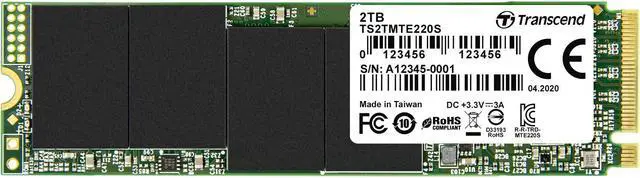 Alt view image 14 of 14 - 2TB Transcend NVMe PCIe Gen3x4 M.2 2280 3D TLC SSD 220S