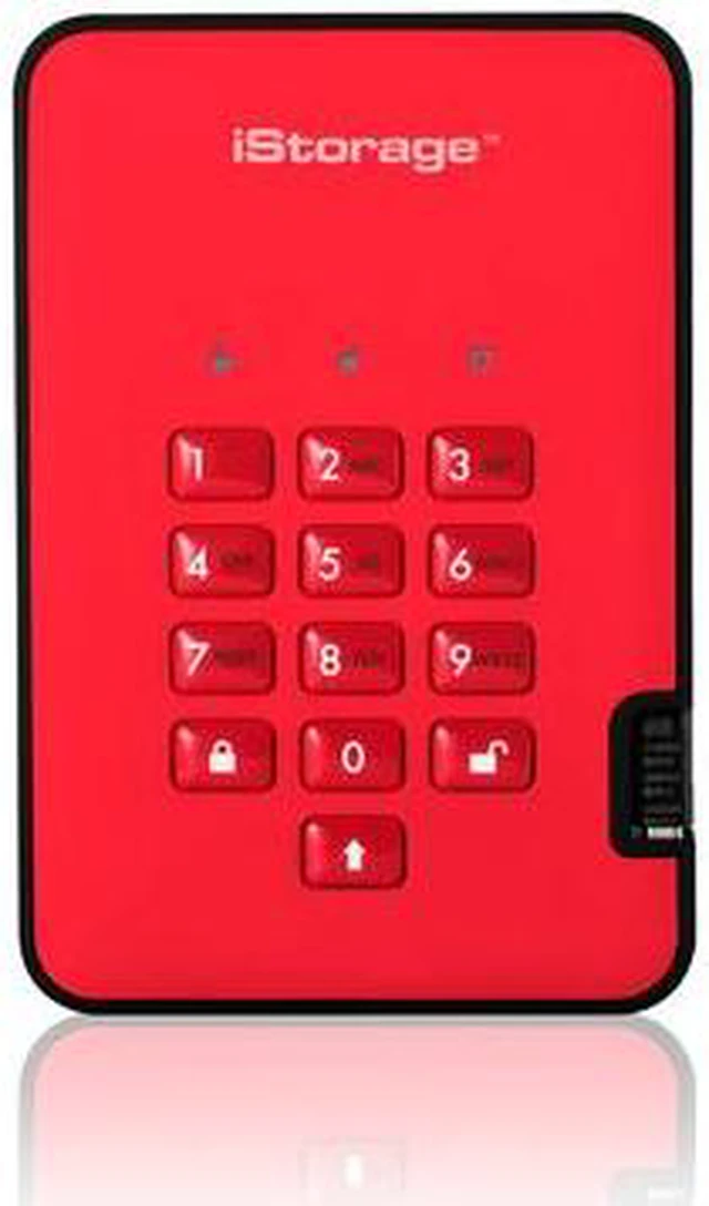 Alt view image 8 of 12 - iStorage diskAshur2 SSD 1TB Red - Secure portable solid state drive - Password protected, dust and water resistant, portable, military grade hardware encryption USB 3.2 IS-DA2-256-SSD-1000-R