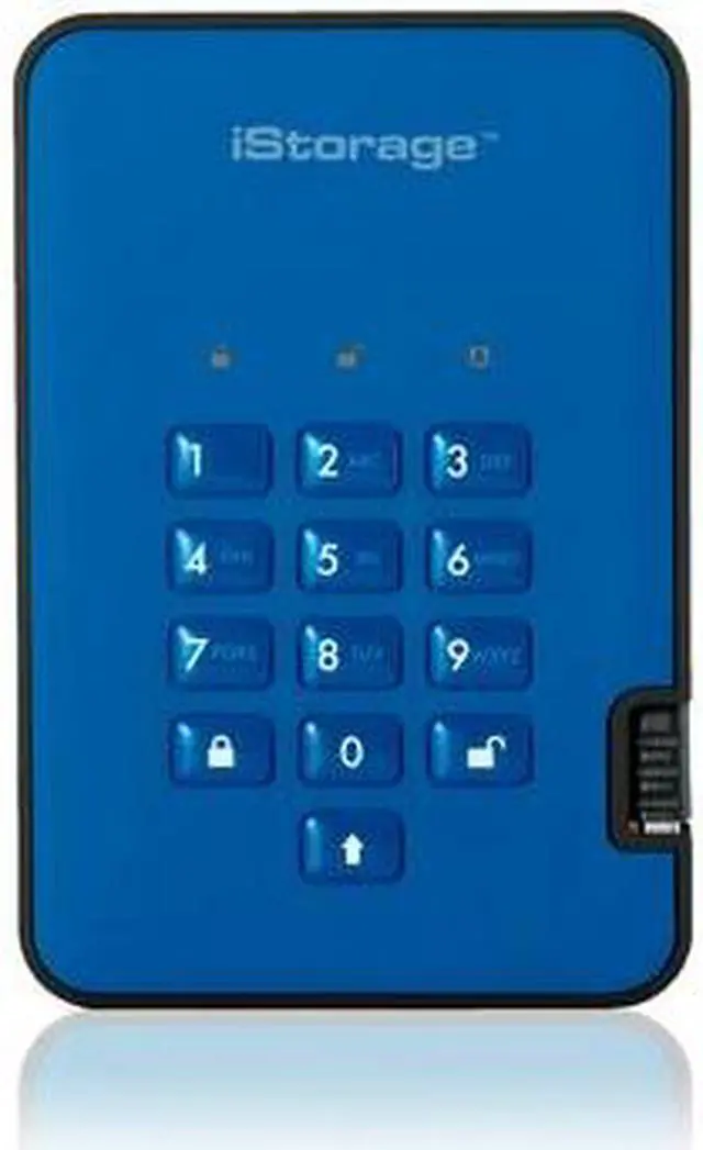 Alt view image 7 of 11 - iStorage diskAshur2 2TB Blue - Secure portable hard drive - Password protected, dust and water resistant, portable, military grade hardware encryption USB 3.1 IS-DA2-256-2000-BE