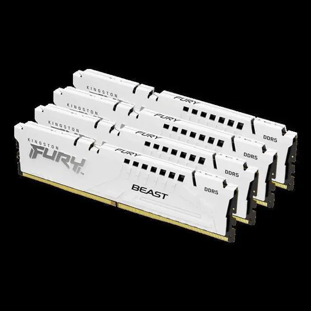 Alt view image 2 of 2 - Kingston 64GB 5200MT/s DDR5 CL40 DIMM (Kit of 4) FURY Beast White XMP