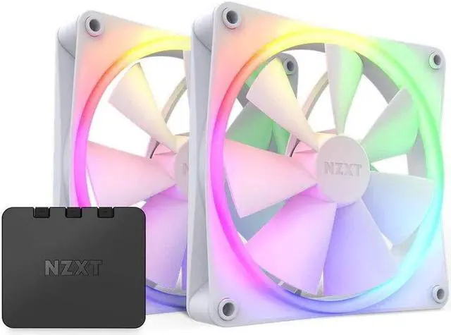 Alt view image 8 of 8 - NZXT F140 RGB Core Fan - RF-C14HF-W1 - 140mm Hub-Mounted RGB Fan - Sublime RGB Lighting - PWM Control - Twin Pack (Controller Included), 140mm Case Fan - White