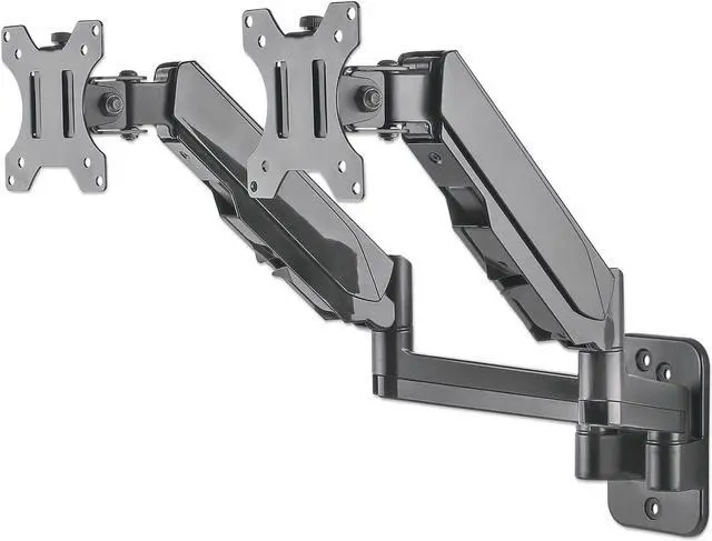 Alt view image 17 of 20 - Manhattan Universal Gas Spring Dual Monitor Wall Mount 461627