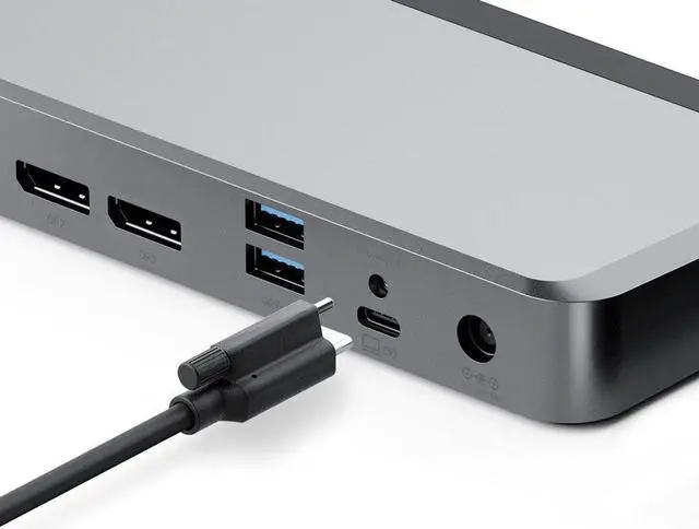 Alt view image 5 of 15 - alogic mx3 4k triple display 11-in-1 docking station with 100w laptop charging for windows, 3x displayport, 3x usb-a, usb-c, 3.5mm trrs audio/microphone jack, rj45 ethernet, sd & micro sd card reader.
