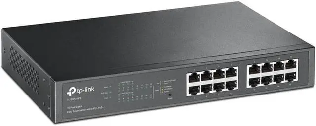Alt view image 5 of 7 - TP-LINK (TL-SG1016PE) 16-Port Gigabit Easy Smart Desktop/Rackmount Switch, 8-Port PoE, Metal