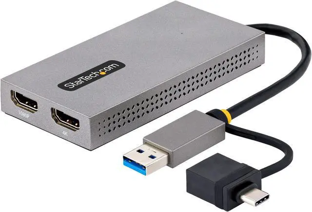 Alt view image 2 of 12 - StarTech.com USB to Dual HDMI Adapter, USB A/C to 2x HDMI Displays (1x 4K30Hz, 1x 1080p), Integrated USB-A to C Dongle, 4in/11cm Cable, USB 3.0 to HDMI Display Adapter, Windows & macOS