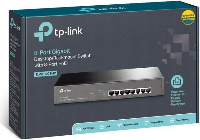 Alt view image 4 of 4 - TP-Link TL-SG1008MP - Switch - unmanaged - 8 x 10/100/1000 (PoE+) - desktop, rack-mountable - PoE+ (126 W)