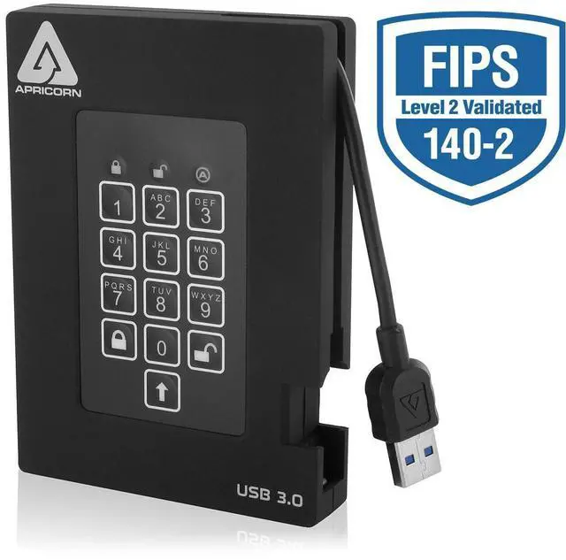 Alt view image 11 of 14 - Apricorn Aegis Padlock Fortress 2 Tb Portable Hard Drive - 2.5" External - Black