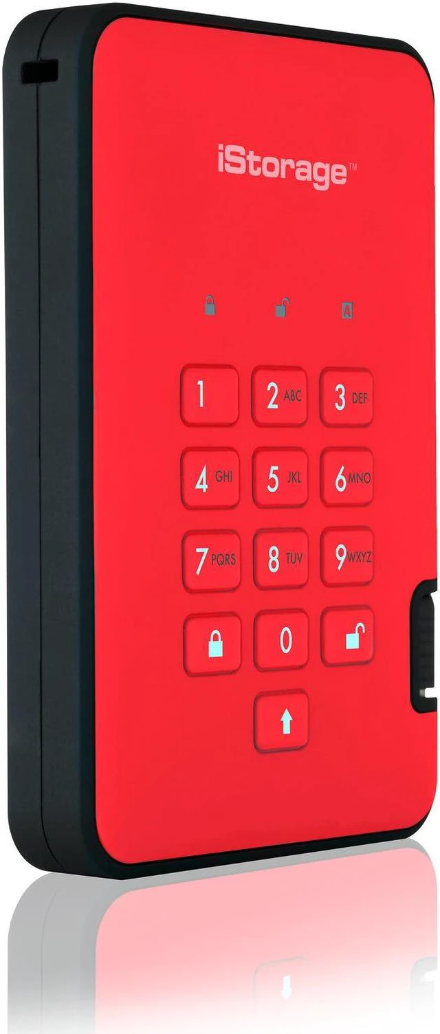 Alt view image 10 of 12 - iStorage diskAshur2 SSD 1TB Red - Secure portable solid state drive - Password protected, dust and water resistant, portable, military grade hardware encryption USB 3.2 IS-DA2-256-SSD-1000-R