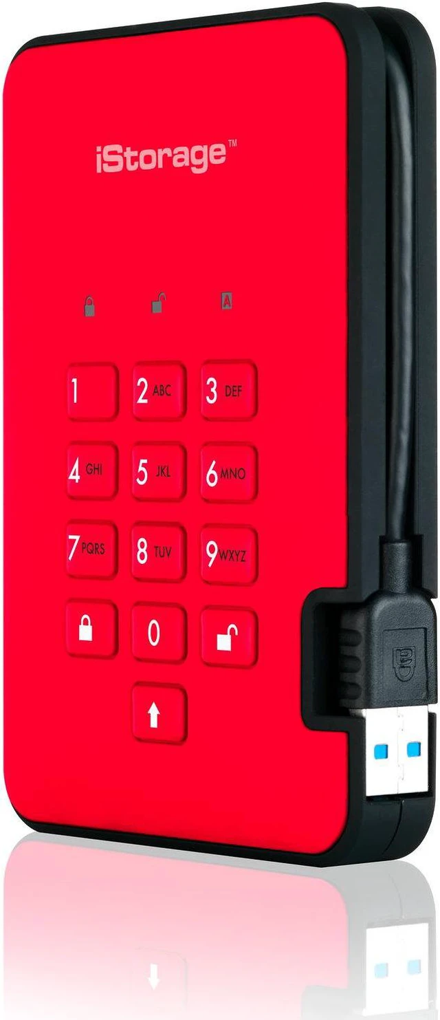 Alt view image 11 of 12 - iStorage diskAshur2 SSD 1TB Red - Secure portable solid state drive - Password protected, dust and water resistant, portable, military grade hardware encryption USB 3.2 IS-DA2-256-SSD-1000-R