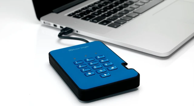 Alt view image 8 of 8 - iStorage diskAshur2 SSD 8TB Blue - Secure portable solid state drive - Password protected, dust and water resistant, portable, military grade hardware encryption USB 3.2 IS-DA2-256-SSD-8000-BE