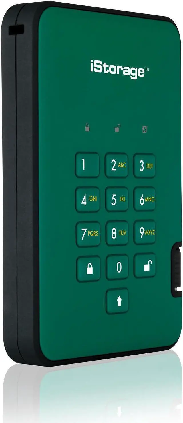 Alt view image 9 of 11 - iStorage diskAshur2 HDD 500GB Green - Secure portable hard drive - Password protected, dust and water resistant, portable, military grade hardware encryption USB 3.1 IS-DA2-256-500-GN