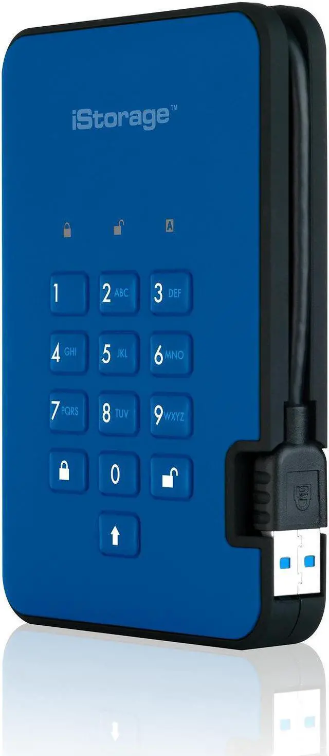 Alt view image 10 of 11 - iStorage diskAshur2 2TB Blue - Secure portable hard drive - Password protected, dust and water resistant, portable, military grade hardware encryption USB 3.1 IS-DA2-256-2000-BE