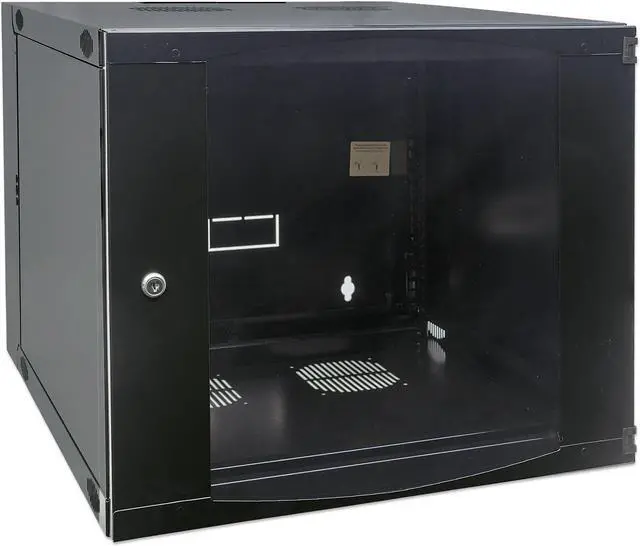 Alt view image 2 of 11 - Intellinet 19" Double Section Wallmount Cabinet , 9U, 600 mm (23.6 in.) Depth, Flat Pack, Black