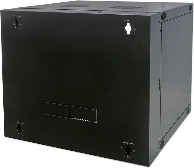 Alt view image 4 of 11 - Intellinet 19" Double Section Wallmount Cabinet , 9U, 600 mm (23.6 in.) Depth, Flat Pack, Black