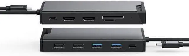 Alt view image 2 of 7 - Alogic USB-C 12-in-1 Dual Display Mini Dock MV2 DUCDMV2