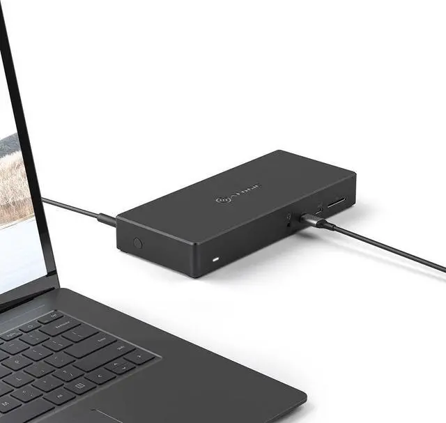 Alt view image 5 of 16 - alogic ma3-triple display docking station, usb-c dock with 100w pd (laptop charging), 2xdisplayport, hdmi, 2xusb-c 3.1 gen 2,2xusb-a 3.1 gen1,2xusb-a 2.0,audio jack,ethernet,sd card reader.