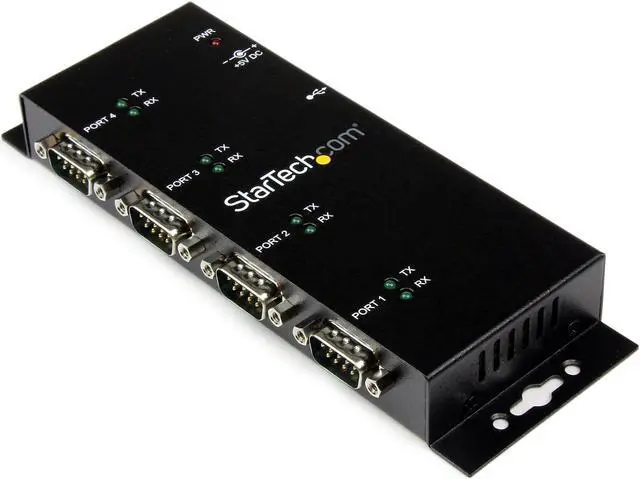 Alt view image 3 of 6 - StarTech.com 4 Port USB to Serial RS232 Adapter - Wall Mount - Din Rail - COM Port Retention - FTDI USB to DB9 RS232 Hub