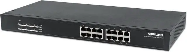 Alt view image 4 of 9 - Intellinet 16-Port Gigabit Ethernet PoE+ Switch, 16 x PoE ports, IEEE 802.3at/af Power-over-Ethernet (PoE+/PoE), Endspan, Rackmount