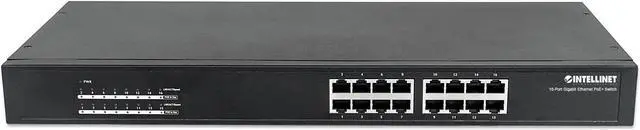 Alt view image 8 of 9 - Intellinet 16-Port Gigabit Ethernet PoE+ Switch, 16 x PoE ports, IEEE 802.3at/af Power-over-Ethernet (PoE+/PoE), Endspan, Rackmount