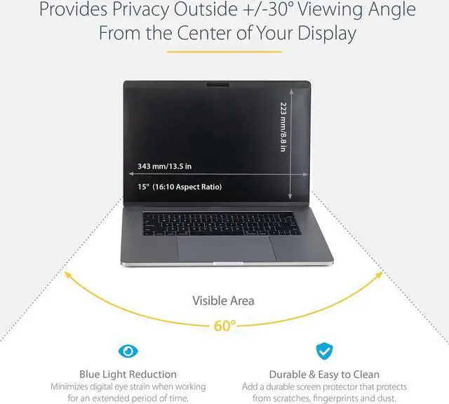Alt view image 15 of 16 - StarTech 15" Magnetic Anti Blue Light MacBook Privacy Filter PRIVSCNMAC15