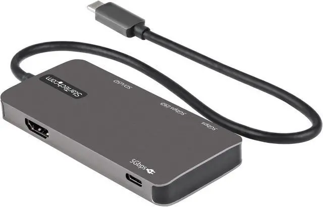 Alt view image 3 of 5 - StarTech USB C Multiport Adapter USB-C to 4K HDMI 100W Passthrough DKT30CHSDPD