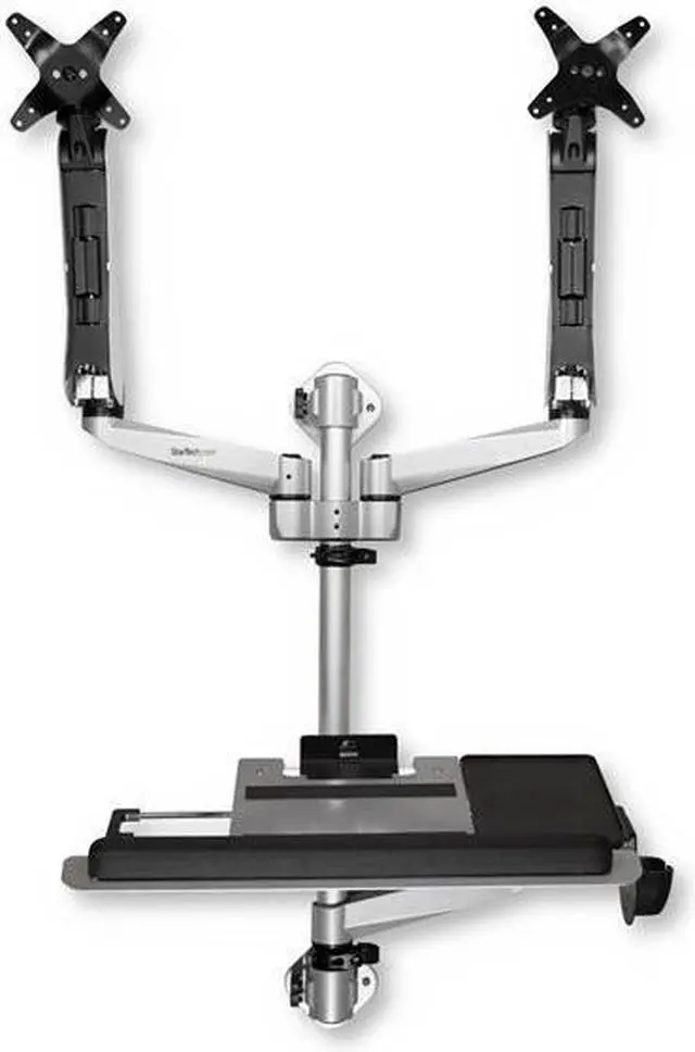 Alt view image 9 of 16 - StarTech Dual Monitor Adjustable Wall Mount Computer Workstation  WALLSTSI2