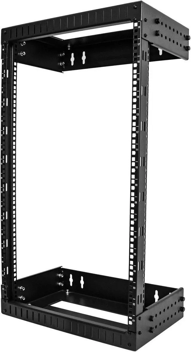 Alt view image 2 of 12 - StarTech.com RACK-18U-20-WALL-OA 18U 19" Wall Mount Network Rack - Adjustable Depth 12-20" 2 Post Open Frame Server Room Rack for AV/Data/ IT Communication/Computer Equipment/Switch w/Cage Nuts & Screws