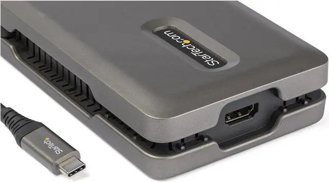 Alt view image 3 of 12 - StarTech USB C Multiport Adapter - USB C to 4K 60Hz HDMI 2.0 - 2-Port 10Gbps USB Hub - 100W Power Delivery Pass-through - GbE - SD/MicroSD - USB Type-C Mini Dock - 10" Cable