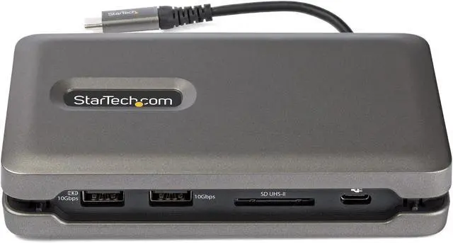 Alt view image 4 of 12 - StarTech USB C Multiport Adapter - USB C to 4K 60Hz HDMI 2.0 - 2-Port 10Gbps USB Hub - 100W Power Delivery Pass-through - GbE - SD/MicroSD - USB Type-C Mini Dock - 10" Cable