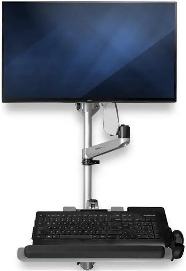 Alt view image 12 of 12 - StarTech Single Monitor Adjustable Wall Mount Computer Workstation WALLSTSI1