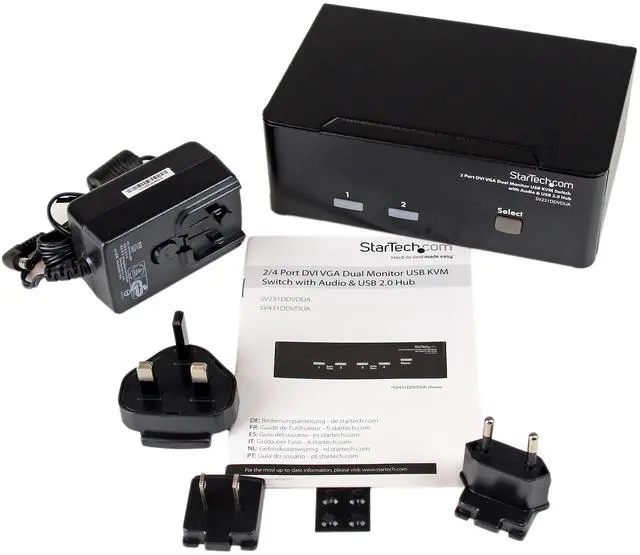 Alt view image 5 of 6 - StarTech.com SV231DDVDUA 2 Port DVI VGA Dual Monitor KVM Switch USB with Audio & USB 2.0 Hub