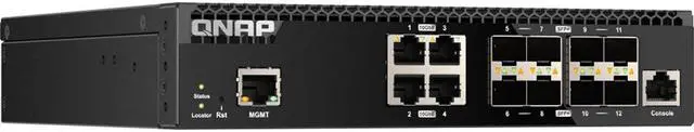 Main image of QNAP QSW-M3212R-8S4T - Switch - Managed - 4 x 100/1000/2.5G/5G/10GBase-T + 8 x 10Gb Ethernet SFP+ - rack-mountable