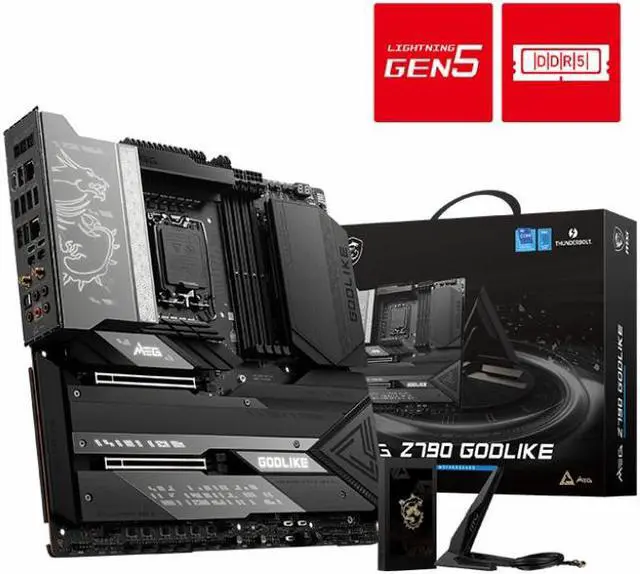 Alt view image 7 of 10 - MSI MEG Z790 GODLIKE LGA 1700 Intel Z790 SATA 6Gb/s DDR5 Extended ATX Motherboard