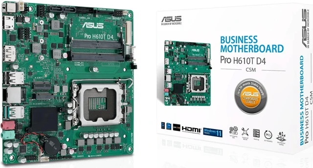 Alt view image 3 of 4 - ASUS Pro H610T D4-CSM - Motherboard - Thin mini ITX - LGA1700 Socket - H610 Chipset - USB 3.2 Gen 1, USB 3.2 Gen 2 - Gig