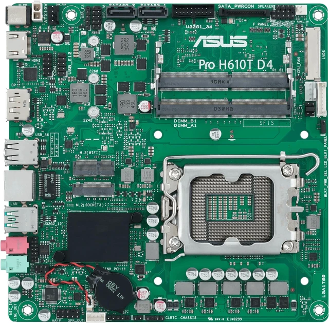 Alt view image 4 of 4 - ASUS Pro H610T D4-CSM - Motherboard - Thin mini ITX - LGA1700 Socket - H610 Chipset - USB 3.2 Gen 1, USB 3.2 Gen 2 - Gig