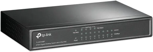 Alt view image 5 of 7 - TP-LINK (TL-SG1008P) 8-Port Gigabit Unmanaged Desktop Switch, 4-Port PoE, Steel Case