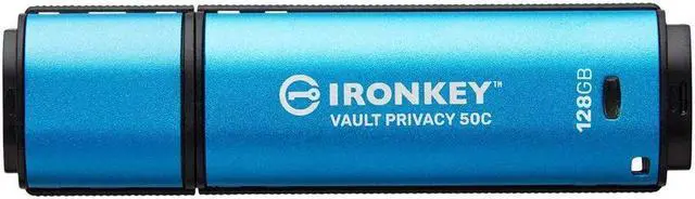 Alt view image 4 of 10 - Kingston Ironkey Vault Privacy 50 USB-C 128GB AES 256 Encrypted Flash Drive