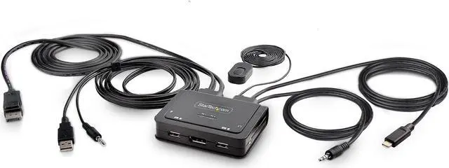 Main image of StarTech 2-Port Hybrid USB-C DisplayPort Cable KVM Switch 4K 60Hz C2D46UACCBLKVM