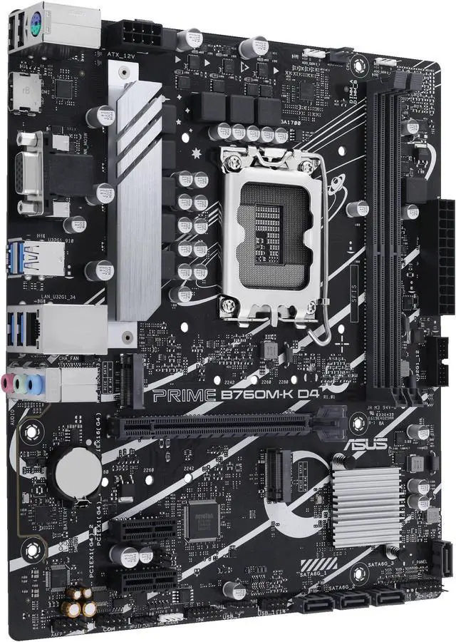 Alt view image 6 of 8 - ASUS Prime B760M-K D4, LGA 1700 mATX motherboard with PCIe 4.0, two PCIe 4.0 M.2 slots, DDR4, Realtek 2.5Gb Ethernet, VGA, HDMI®, SATA 6 Gbps, front USB 3.2 Gen 1, Aura Sync