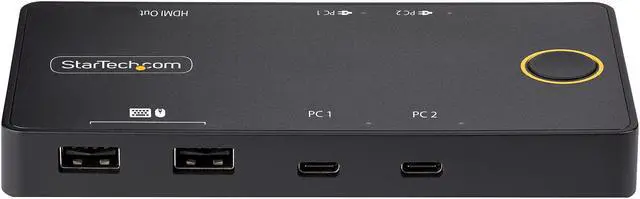Alt view image 3 of 5 - StarTech 2-Port Single Monitor KVM Switchbox C2H46UC2PDKVM
