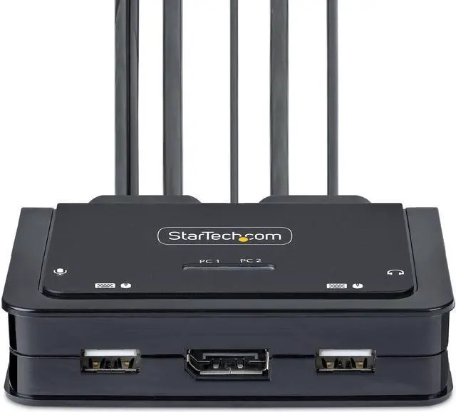 Alt view image 3 of 12 - StarTech 2-Port USB-C Cable KVM Switch 4K 60Hz C2D46UC2CBLKVM