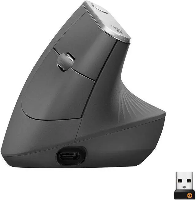 Alt view image 4 of 18 - Logitech MX Vertical Advanced Ergonomic Wireless Bluetooth Mouse - Black