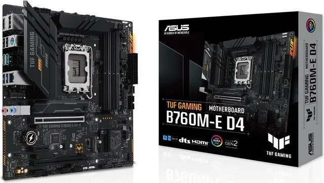 Alt view image 6 of 8 - ASUS TUF GAMING B760M-E D4 Intel LGA1700 mATX Motherboard 128GB, 4xDDR4, 1 x PCIe 4.0 x16 slot, 2 x M.2 slots,4 x SATA,1xHDMI, 1xDP, 2.5Gb Ethernet